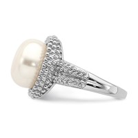 Sterling Silver Rhod-plat 11-12mm White Fwc Pearl Ring view 3