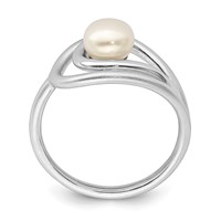 Sterling Silver Rhodium-plated Polished & Brushed (6-7mm) Fwc Pearl Ring view 2