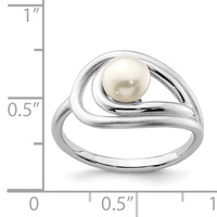 Sterling Silver Rhodium-plated Polished & Brushed (6-7mm) Fwc Pearl Ring view 5