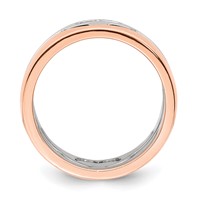 Sterling Silver Rose-tone Double Heart Ring view 2
