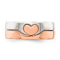 Sterling Silver Rose-tone Double Heart Ring view 5
