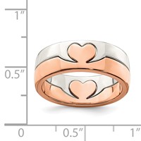 Sterling Silver Rose-tone Double Heart Ring view 3