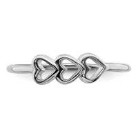 Sterling Silver Rhodium Plated Hearts Ring view 5