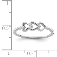 Sterling Silver Rhodium Plated Hearts Ring view 4