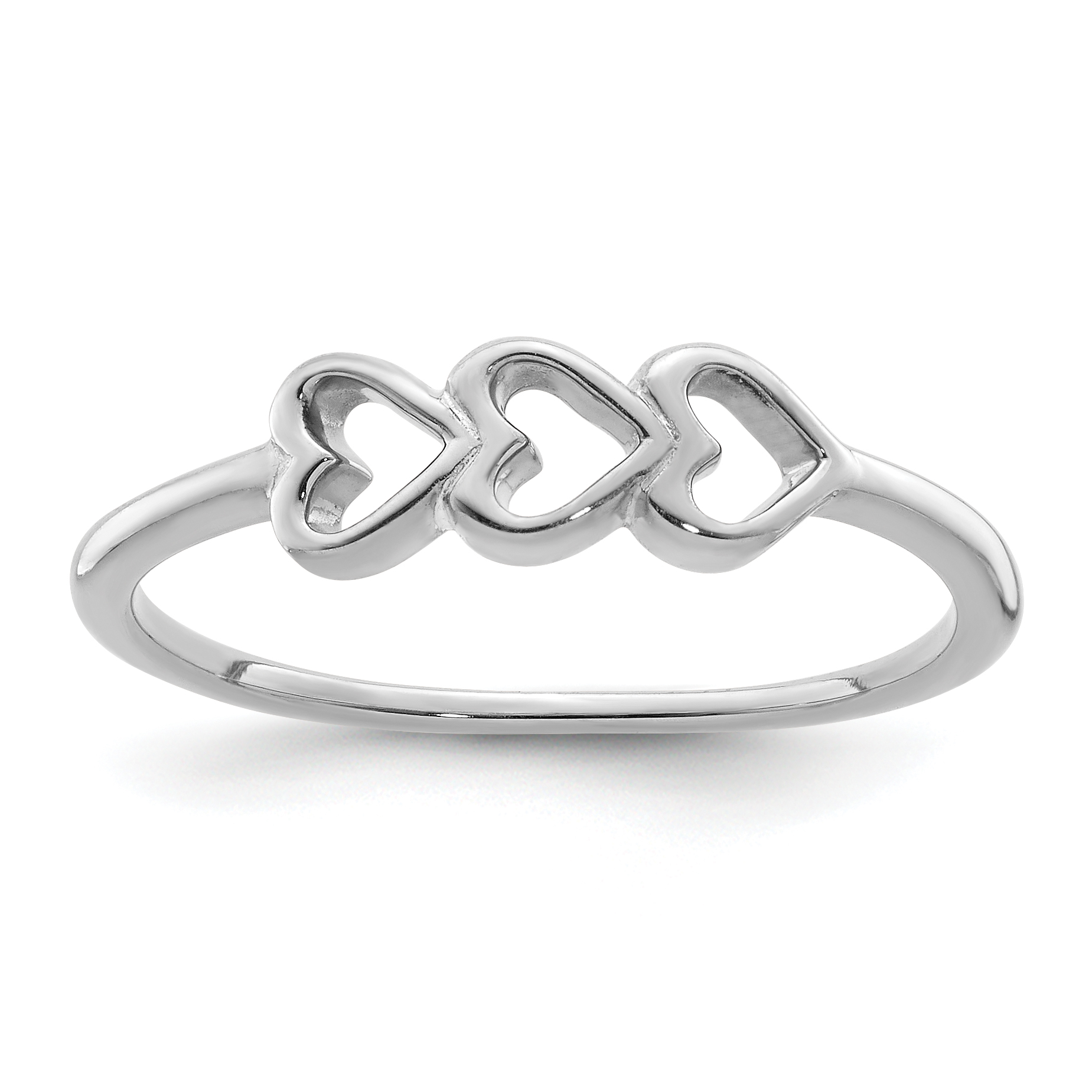 Sterling Silver Rhodium Plated Hearts Ring (QR6879-6)