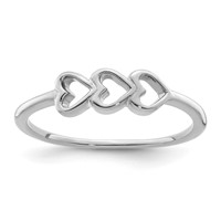 Sterling Silver Rhodium Plated Hearts Ring view 1