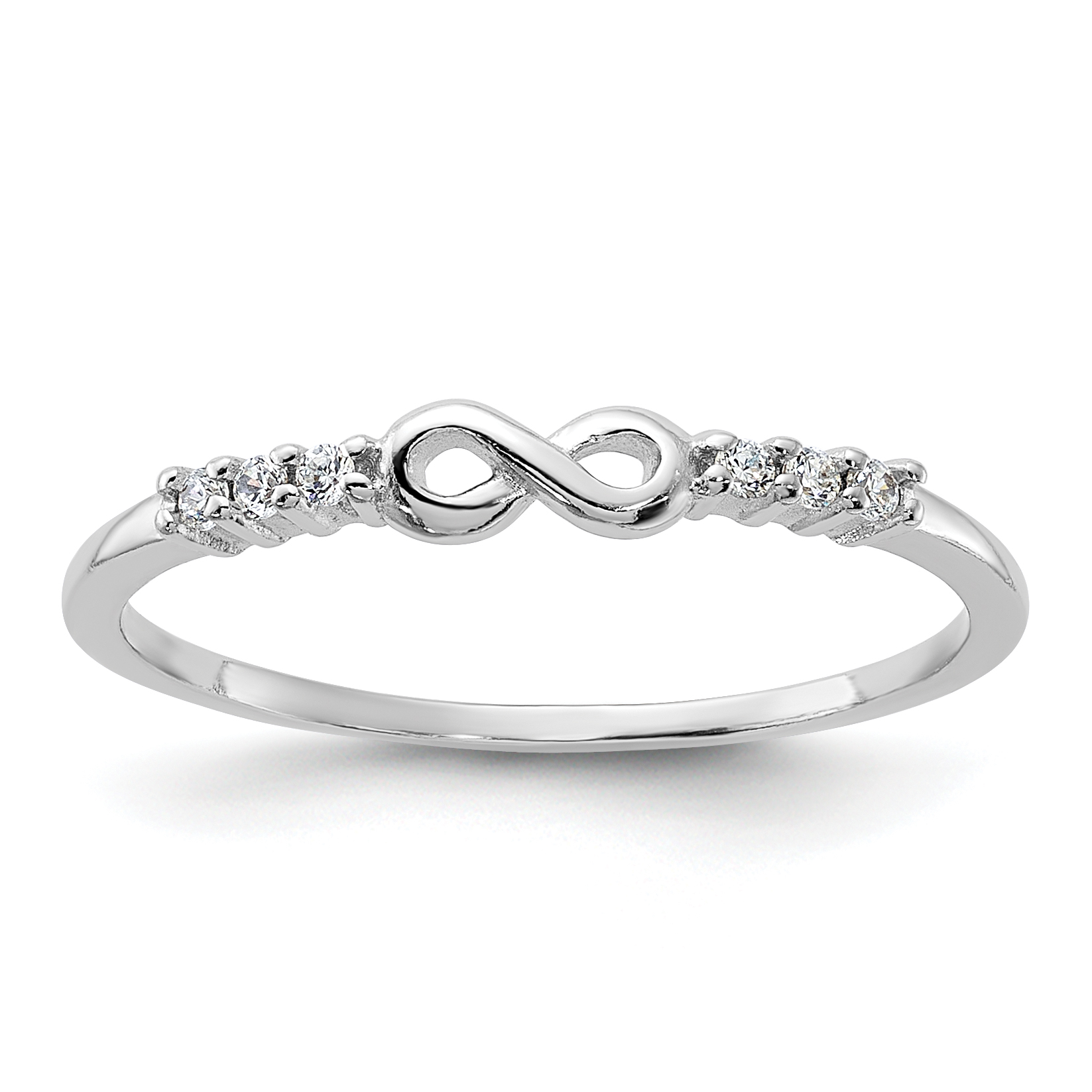 Sterling Silver Rhodium Plated CZ Infinity Ring (QR6881-6)