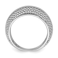 Sterling Silver Rhodium Plated Textured Ring view 2