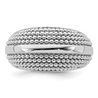 Sterling Silver Rhodium Plated Textured Ring view 5