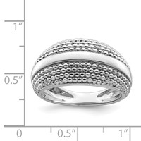 Sterling Silver Rhodium Plated Textured Ring view 4