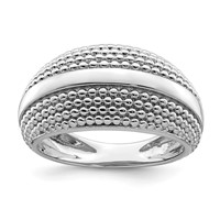 Sterling Silver Rhodium Plated Textured Ring view 1