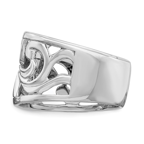 Sterling Silver Rhodium-plated Flower Ring