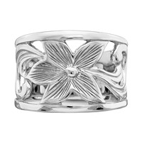 Sterling Silver Rhodium-plated Flower Ring view 5