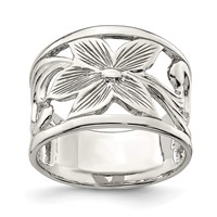 Sterling Silver Rhodium-plated Flower Ring view 1