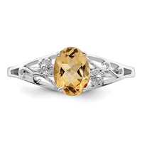 Sterling Silver Rhodium Citrine Ring view 5