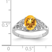 Sterling Silver Rhodium Citrine Ring view 3