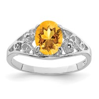 Sterling Silver Rhodium Citrine Ring view 1