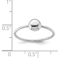 Sterling Silver Rhodium-plated Polished Bead Ring view 5