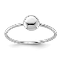 Sterling Silver Rhodium-plated Polished Bead Ring view 1