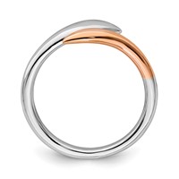 Sterling Silver Rhodium-plated Rose Gold-tone Bypass Ring view 2