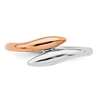 Sterling Silver Rhodium-plated Rose Gold-tone Bypass Ring view 4