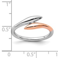 Sterling Silver Rhodium-plated Rose Gold-tone Bypass Ring view 5