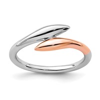 Sterling Silver Rhodium-plated Rose Gold-tone Bypass Ring view 1