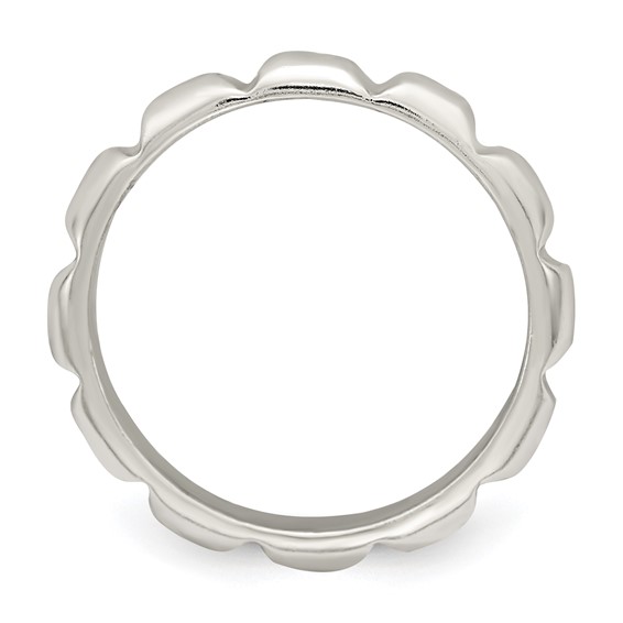 Sterling Silver Notched Design Band Ring