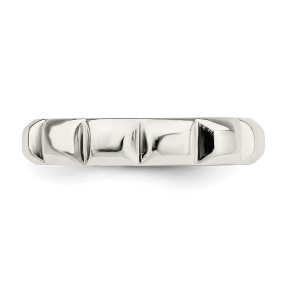 Sterling Silver Notched Design Band Ring