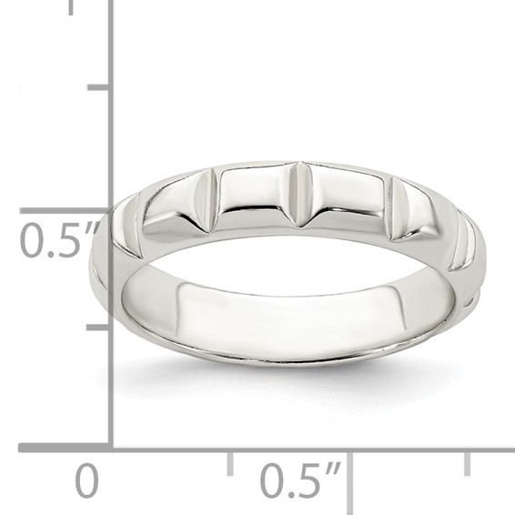 Sterling Silver Notched Design Band Ring