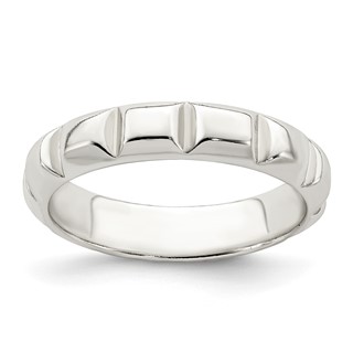 Sterling Silver Notched Design Band Ring