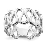 Sterling Silver Rhodium-plated Fancy Swirls Band view 1