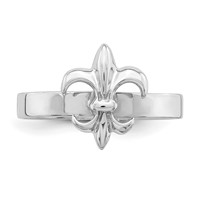 Sterling Silver Rhodium-plated 3mm Fleur De Lis Ring view 4