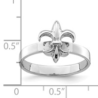 Sterling Silver Rhodium-plated 3mm Fleur De Lis Ring view 5