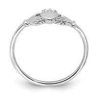 Sterling Silver Rhodium-plated Claddagh Ring view 2