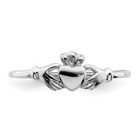 Sterling Silver Rhodium-plated Claddagh Ring view 4