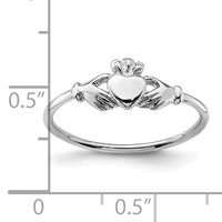 Sterling Silver Rhodium-plated Claddagh Ring view 5