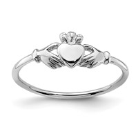 Sterling Silver Rhodium-plated Claddagh Ring view 1