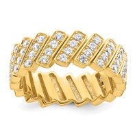 Sterling Silver Gold-tone Slanted CZ Band view 1