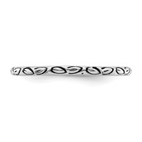 Sterling Silver Rhodium-plated Antiqued Leaf Band view 3