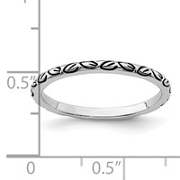 Sterling Silver Rhodium-plated Antiqued Leaf Band view 4