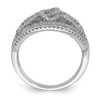 Sterling Silver Rhodium-plated CZ Micro Pave Fancy Ring view 2