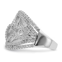 Sterling Silver Rhodium-plated CZ Micro Pave Fancy Ring view 4