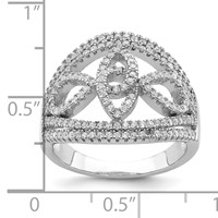 Sterling Silver Rhodium-plated CZ Micro Pave Fancy Ring view 3