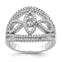 Sterling Silver Rhodium-plated CZ Micro Pave Fancy Ring view 1