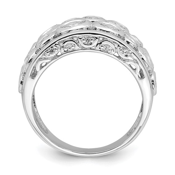 Sterling Silver Rhodium-plated Bezel-set Fancy CZ Ring