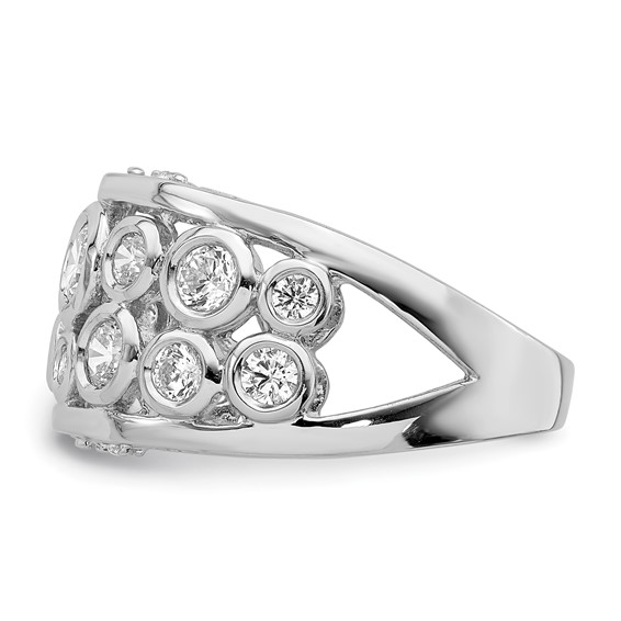 Sterling Silver Rhodium-plated Bezel-set Fancy CZ Ring