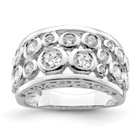 Sterling Silver Rhodium-plated Bezel-set Fancy CZ Ring view 1