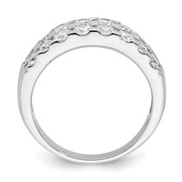 Sterling Silver Rhodium-plated 2-Row CZ Ring view 2