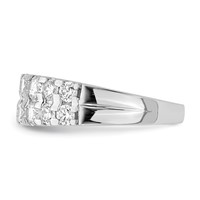 Sterling Silver Rhodium-plated 2-Row CZ Ring view 4